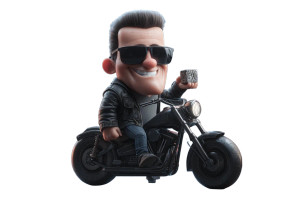 Muscular Biker Character V2 Vinyl Car Decal Sticker – Waterproof & UV-Resistant 