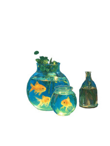 Glowing Goldfish Vases Vinyl Car Decal Sticker – Waterproof & UV-Resistant 