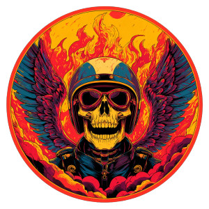Flaming Skull Biker Vinyl Car Decal Sticker – Waterproof & UV-Resistant 