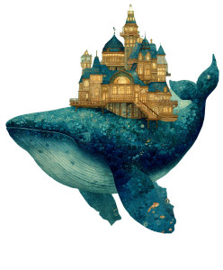 Whale Castle Fantasy Vinyl Car Decal Sticker – Waterproof & UV-Resistant 