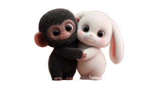 Cute Monkey And Rabbit Vinyl Car Decal Sticker – Waterproof & UV-Resistant 