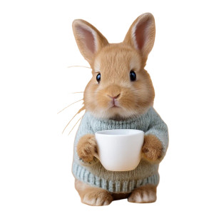 Bunny With Coffee V7 Vinyl Car Decal Sticker – Waterproof & UV-Resistant 