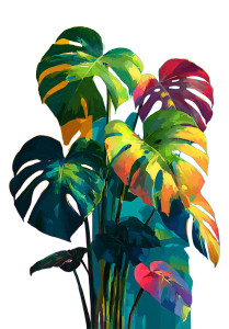 Vibrant Monstera Plant Vinyl Car Decal Sticker – Waterproof & UV-Resistant 