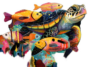 Abstract Marine Life Vinyl Car Decal Sticker – Waterproof & UV-Resistant 