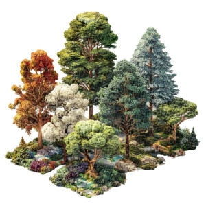Isometric Trees Vinyl Car Decal Sticker – Waterproof & UV-Resistant 