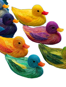 Iridescent Rubber Ducks Vinyl Car Decal Sticker – Waterproof & UV-Resistant 