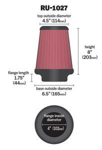 K & N Filters Air Filter | High Performance Cotton Gauze | Washable & Reusable | Horsepower Boost | Red Round Tapered