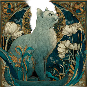 Art Nouveau Cat V3 Vinyl Car Decal Sticker – Waterproof & UV-Resistant 