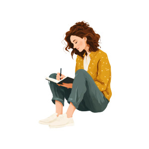 Woman Writing Journal Vinyl Car Decal Sticker – Waterproof & UV-Resistant Woman Writing Journal Vinyl Car Decal Sticker – Waterproof & UV-Resistant