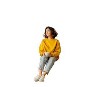 Happy Woman Relaxing V6 Vinyl Car Decal Sticker – Waterproof & UV-Resistant 