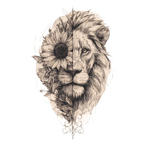 Lion Sunflower Tattoo Vinyl Car Decal Sticker – Waterproof & UV-Resistant Lion Sunflower Tattoo Vinyl Car Decal Sticker – Waterproof & UV-Resistant