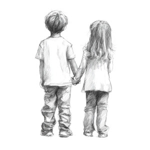 Children Holding Hands V3 Vinyl Car Decal Sticker – Waterproof & UV-Resistant 