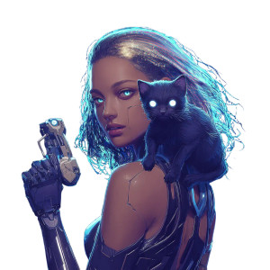 Cyber-Enhanced Woman Vinyl Car Decal Sticker – Waterproof & UV-Resistant 