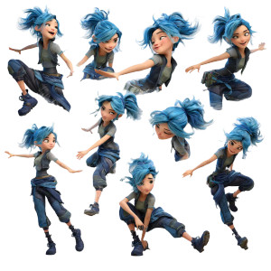 Blue-Haired Pixar Girl Vinyl Car Decal Sticker – Waterproof & UV-Resistant 