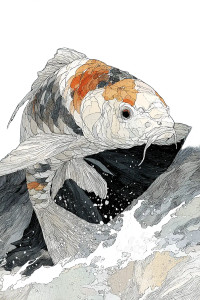 Koi Fish Drawing V2 Vinyl Car Decal Sticker – Waterproof & UV-Resistant 