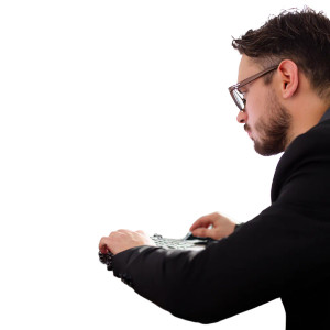 Man Reviewing Data Vinyl Car Decal Sticker – Waterproof & UV-Resistant 