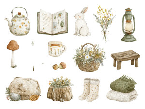 Whimsical Cottagecore Clipart Vinyl Car Decal Sticker – Waterproof & UV-Resistant 