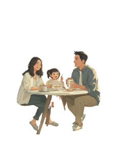 Singaporean Family Breakfast V2 Vinyl Car Decal Sticker – Waterproof & UV-Resistant 