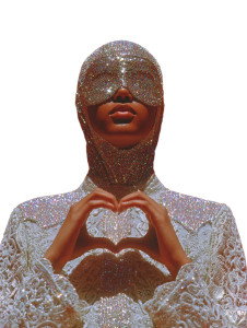 African Woman Glitter Mask Vinyl Car Decal Sticker – Waterproof & UV-Resistant 