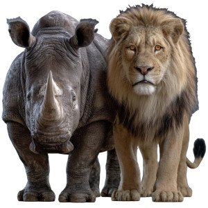 Rhino And Lion Vinyl Car Decal Sticker – Waterproof & UV-Resistant Rhino And Lion Vinyl Car Decal Sticker – Waterproof & UV-Resistant