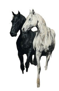 Abstract Horses Illustration Vinyl Car Decal Sticker – Waterproof & UV-Resistant 