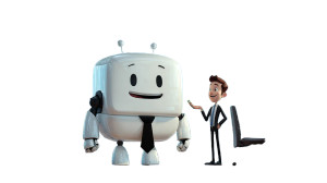 Robot Ceo Presenting Vinyl Car Decal Sticker – Waterproof & UV-Resistant 