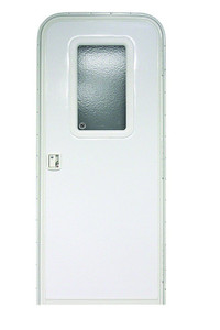 Lippert Components Entry Door | 26x78, Right Hinges, Keyed, White Finish, Obscure Glass Window & Screen Door Lippert Components Entry Door | 26x78, Right Hinges, Keyed, White Finish, Obscure Glass Window & Screen Door