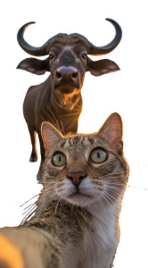 Cat And Bull Selfie Vinyl Car Decal Sticker – Waterproof & UV-Resistant 