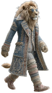 Anthropomorphic Lion Fashion Vinyl Car Decal Sticker – Waterproof & UV-Resistant 