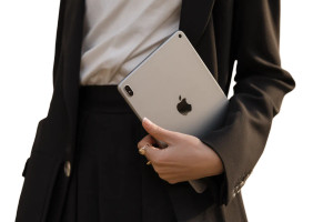 Woman Holding Ipad Vinyl Car Decal Sticker – Waterproof & UV-Resistant 