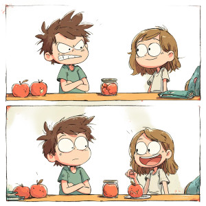 Cartoon Boy Emotions Vinyl Car Decal Sticker – Waterproof & UV-Resistant 