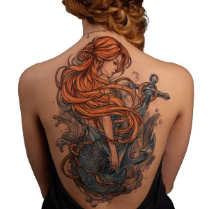 Mermaid Tattoo Vinyl Car Decal Sticker – Waterproof & UV-Resistant 