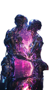 Robots Kissing Vinyl Car Decal Sticker – Waterproof & UV-Resistant 