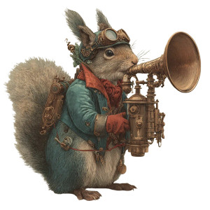 Steampunk Squirrel Horn Vinyl Car Decal Sticker – Waterproof & UV-Resistant 