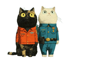 Anthropomorphic Police Cats Vinyl Car Decal Sticker – Waterproof & UV-Resistant 