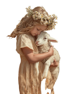Girl With Lamb Vinyl Car Decal Sticker – Waterproof & UV-Resistant 