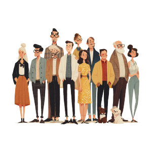 People Illustration Vinyl Car Decal Sticker – Waterproof & UV-Resistant 