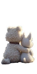 Fluffy Poodle Hug Vinyl Car Decal Sticker – Waterproof & UV-Resistant 