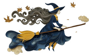 Elegant Witch Quilling Vinyl Car Decal Sticker – Waterproof & UV-Resistant 