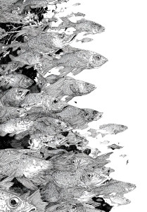 Ink Fish Drawing Vinyl Car Decal Sticker – Waterproof & UV-Resistant 