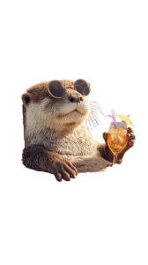 Otter With Cocktail Vinyl Car Decal Sticker – Waterproof & UV-Resistant 