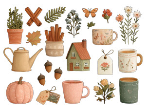 Cottagecore Clipart Collection Vinyl Car Decal Sticker – Waterproof & UV-Resistant 