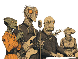 Alien Musicians Performance Vinyl Car Decal Sticker – Waterproof & UV-Resistant 