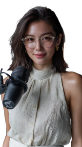 Korean Woman Podcasting V2 Vinyl Car Decal Sticker – Waterproof & UV-Resistant 