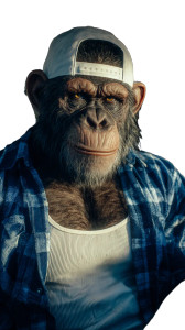 Muscular Chimpanzee Vlog Vinyl Car Decal Sticker – Waterproof & UV-Resistant 