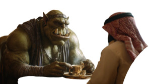 Orc Drinking Coffee Vinyl Car Decal Sticker – Waterproof & UV-Resistant 