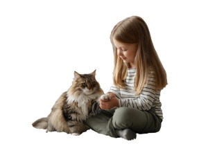 Girl Playing With Cat Vinyl Car Decal Sticker – Waterproof & UV-Resistant 