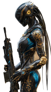 Futuristic Android Warrior V3 Vinyl Car Decal Sticker – Waterproof & UV-Resistant 