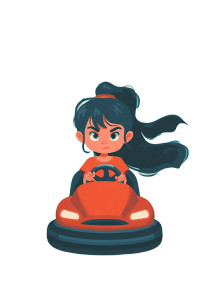 Cartoon Girl Driving Vinyl Car Decal Sticker – Waterproof & UV-Resistant 