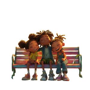 Joyful Children Hugging Vinyl Car Decal Sticker – Waterproof & UV-Resistant 